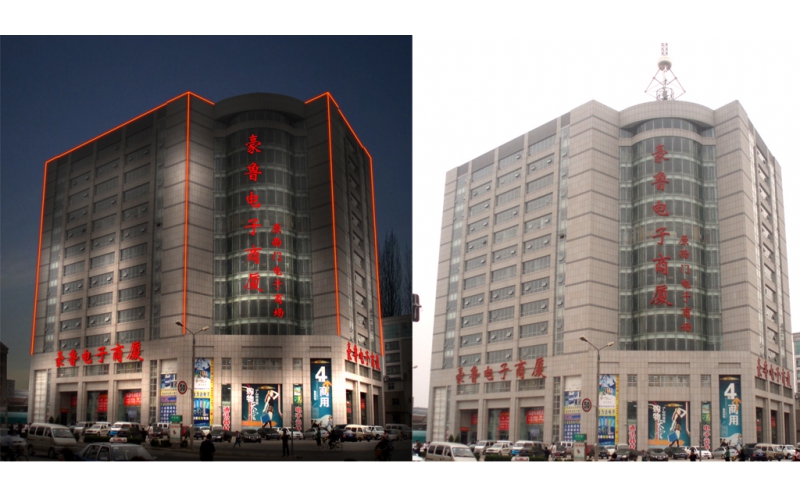 豪魯電子商廈發(fā)光標(biāo)識，壓克力發(fā)光大字